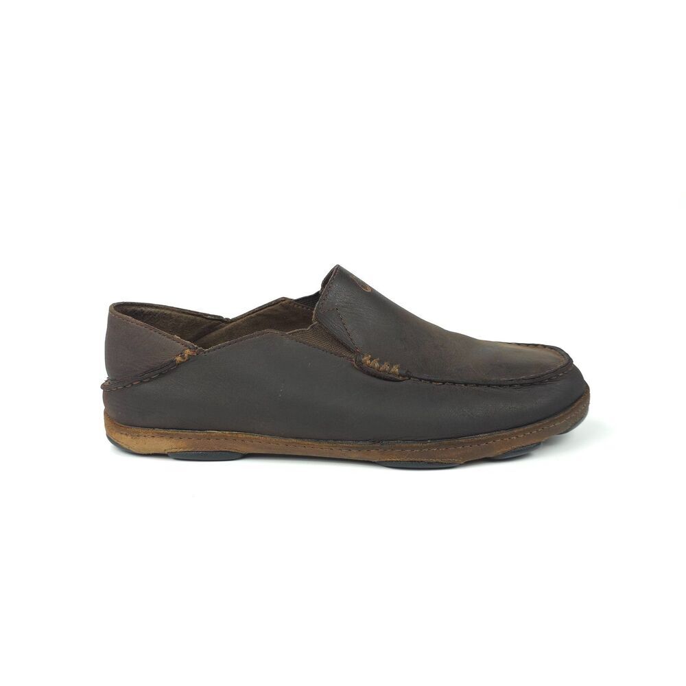 OLUKAI Moloa Leather Slip On Shoes Beachy Boho Coastal Hawaiian VSCO Casual 9.5